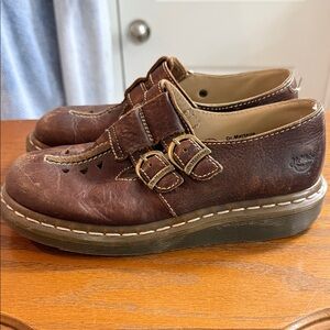 Dr. Martens Women’s Brown Leather Loafers Mary Jane’s Sz 37 Vintage